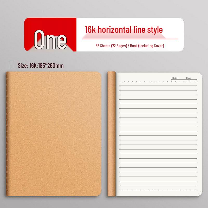 B5 Thickened Notebook: A5 Kraft Paper, Lined & Blank Pages, Stitched Cover, DIY-Friendly