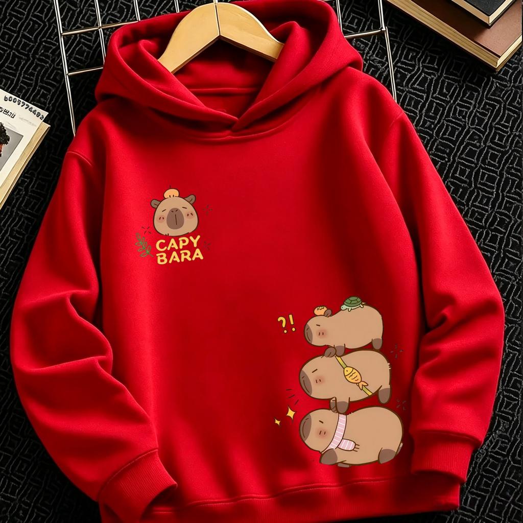 Boys Girls Cartoon Kids Hoodie Lovely Animal Graphic Loose Casual Pullover Hooded Sweatshirt For Children