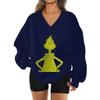 Women's Loose And Comfortable Letter V-neck Sportswear Long-sleeved Sweatshirt Daily Matching Clothes