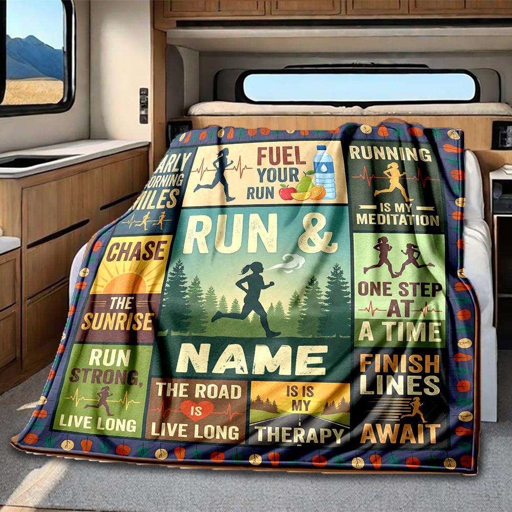 Running Motivation Rv Blanket Comfortable Soft Lightweight Perfect For Travel Camping Picnics Sofas Rvs Bedding Living Room Gift For Friends And