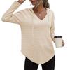 Women's V-Neck Long Sleeve Hoodie - Casual Pullover Sweatshirt for Daily Wear