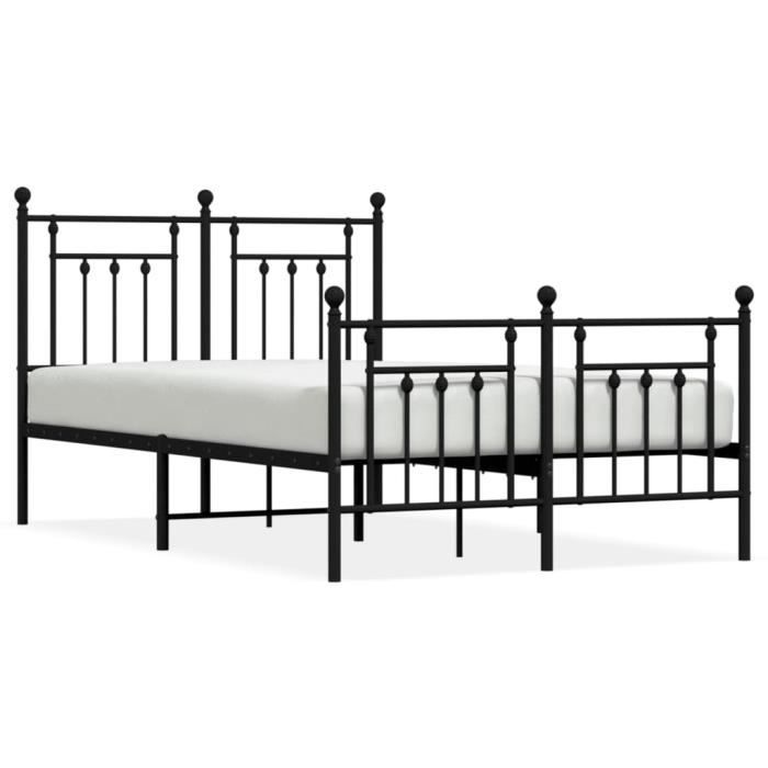 VidaXL Cadre de lit métal avec tête de lit-pied de lit noir 120x190 cm 353552
