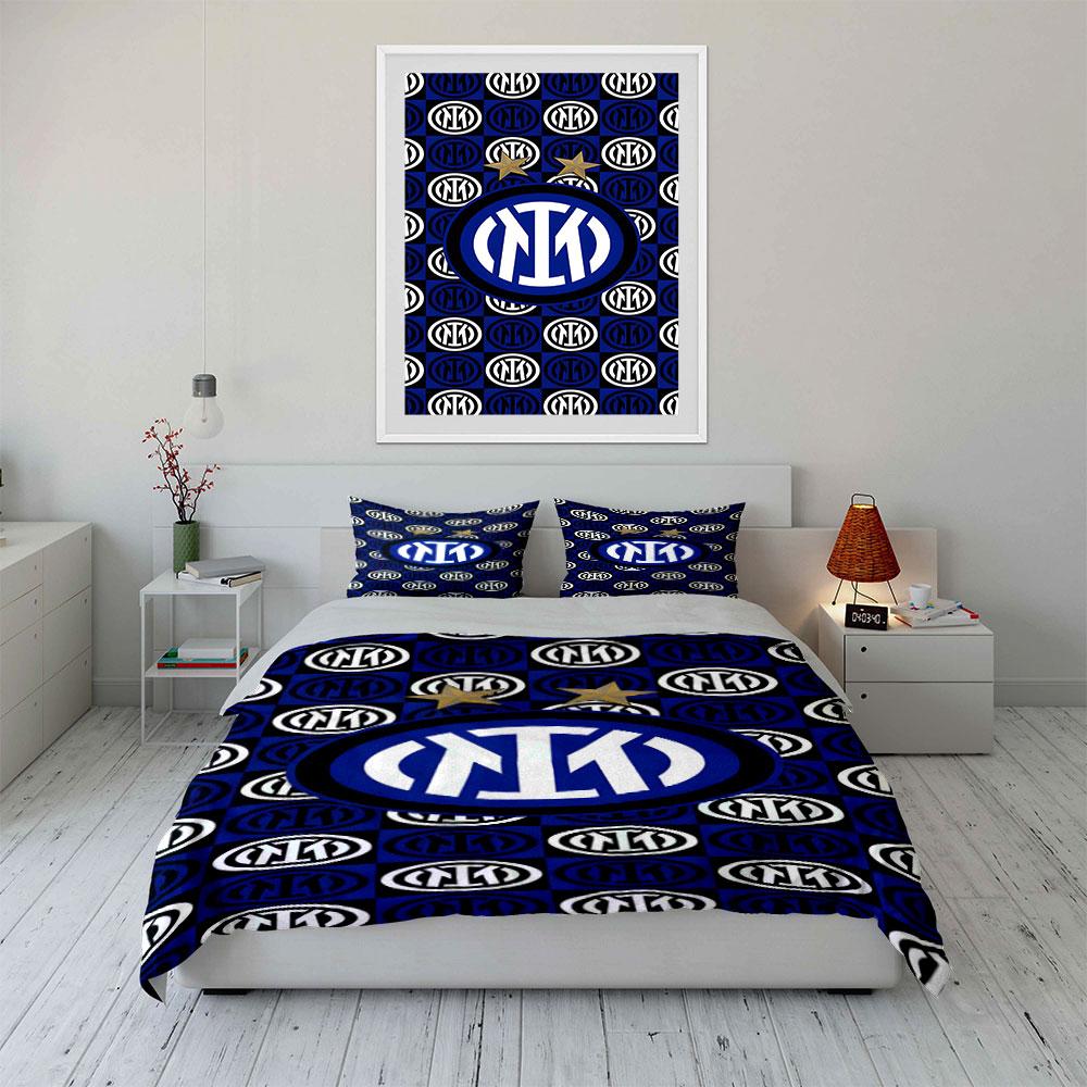 Motivo logo Inter Milan. Set lenzuola Set copripiumino Copripiumini Federe(1 * Copripiumino 2 * Federe senza imbottitura per piumino)