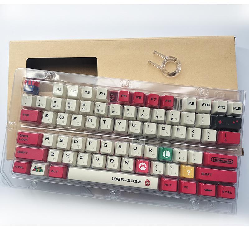Zhuyin Text Mario Farbsublimierte PBT Personalisierte Tastenkappen, 133 Tasten für Mechanische Tastaturen