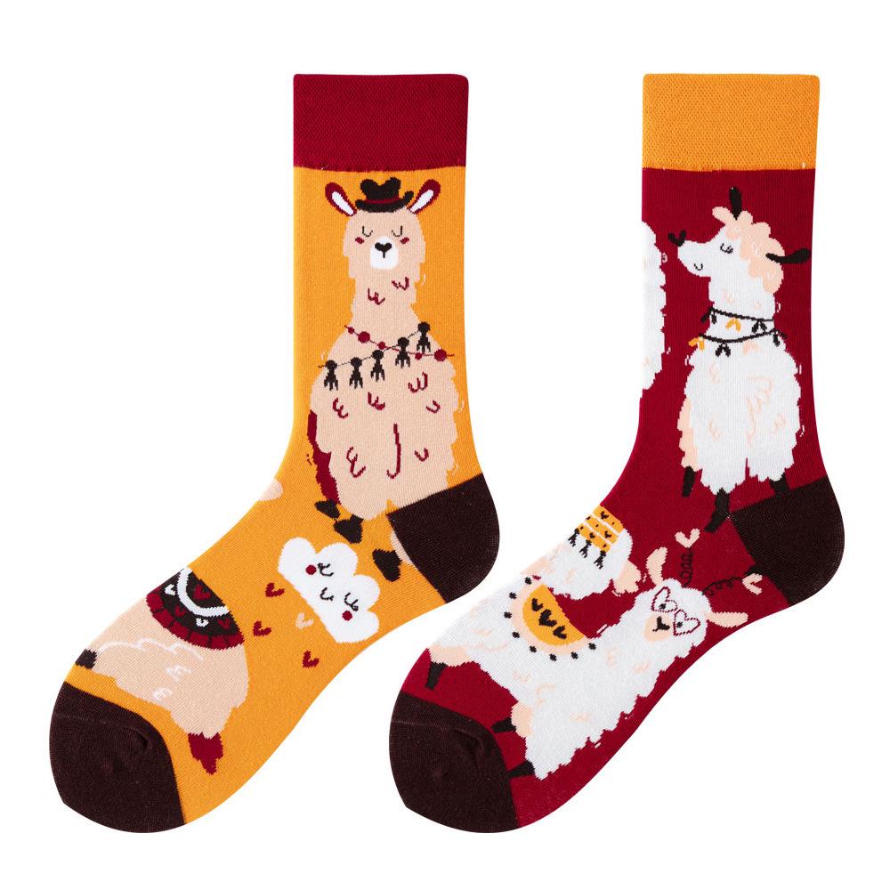 SMLSOX Summer Asymmetrical Mandarin Duck Couple Mid-Calf Colorful Christmas Cotton Fashion Socks