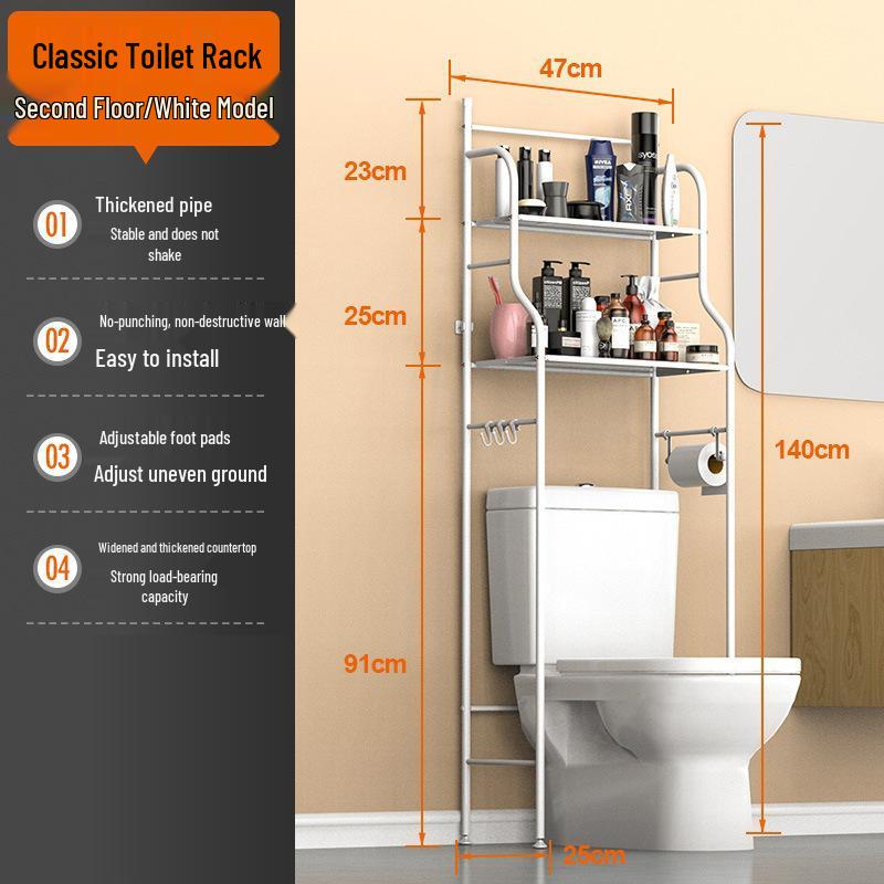 Floor-Standing Bathroom Storage Rack: No-Drill Washbasin, Toilet & Washing Machine Organizer.