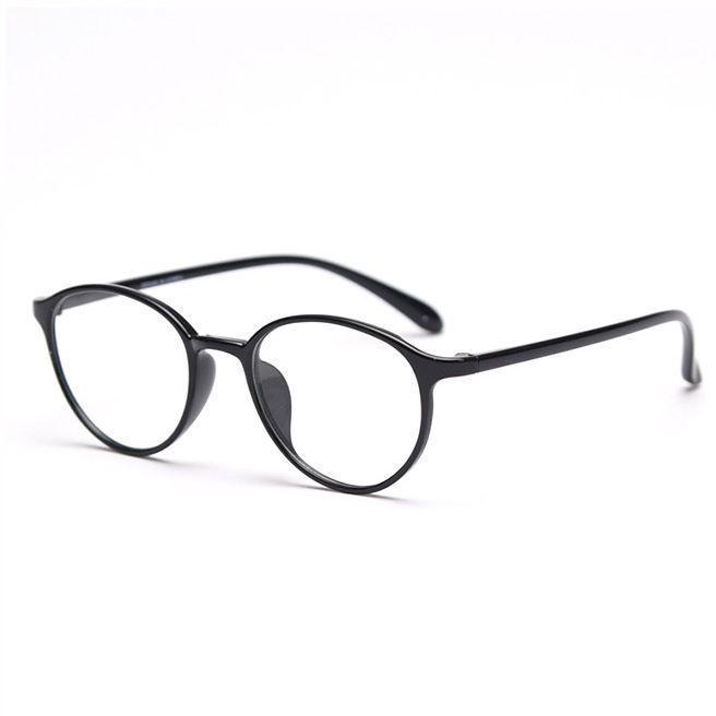 Korean-Style Slimming Round Glasses Frames with Anti-Blue Light, Ultra-Light Clear Lenses for Myopia and Small Faces. Anti-Blue Light Non-Prescription