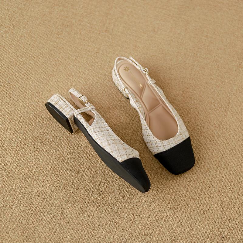 Xiaoxiangfeng Back Empty Single Shoes Women's 2025 Bag Head Sandals Women's Fashion Square Head Light Mouth Advanced Sense Huizhou Women's Shoes Co