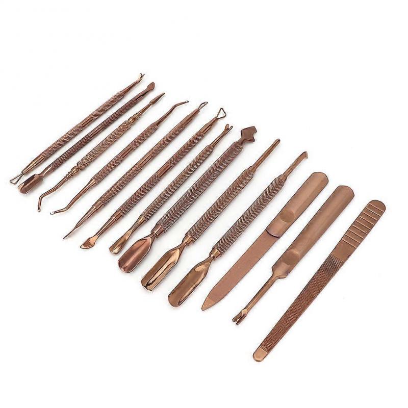 13 Pcs Steel Scales, Cuticle Remover, Fork, Dead Skin File, UV Gel Polish Remover, Nail Art Tools, 13 Pcs