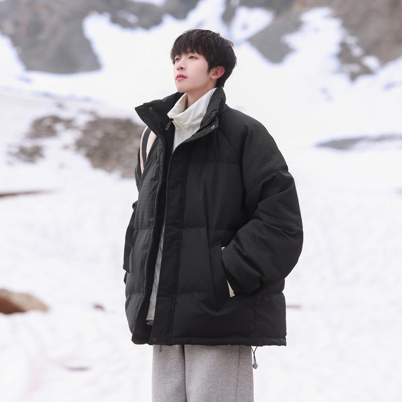 New stand-up collar thickened windproof and warm simple versatile fashion explosion winter couple white duck down jacket