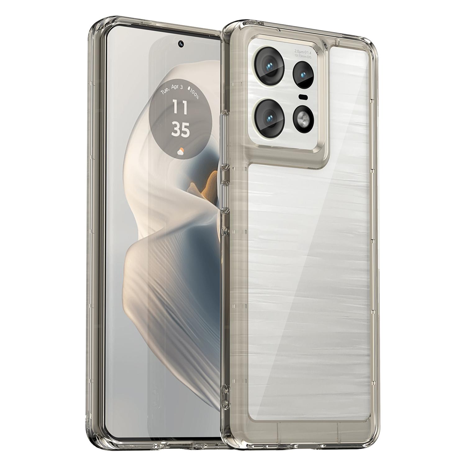 

For Motorola Edge 50 Pro 5G Case TPU Frame+Acrylic Back Hybrid Phone Cover Transparent Grey
