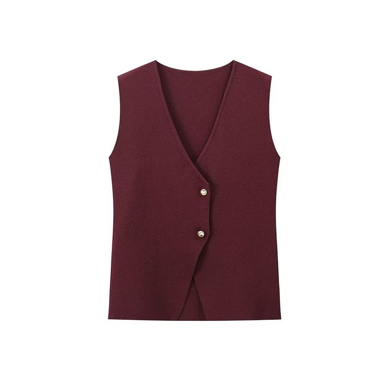 Kaslead New Arrival Women's Fashion Style Fashion Two-Color Knitted Vest Patchwork Half-Length Dress Suit