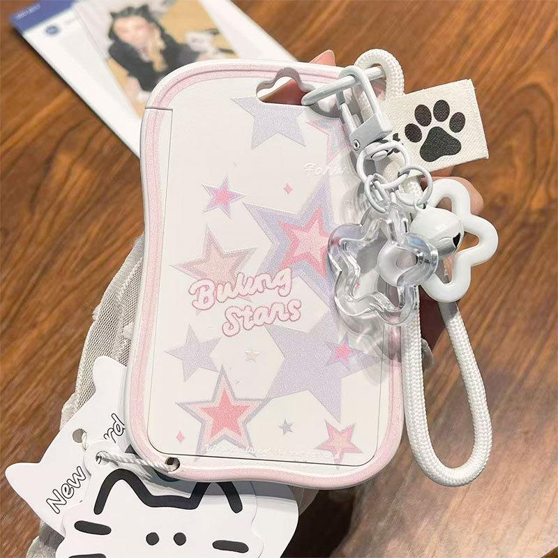 New New Student School Card Protective Cover With Star Pendant Keychain Photo Card Display Backpack Small Pendant ID Card Holder
