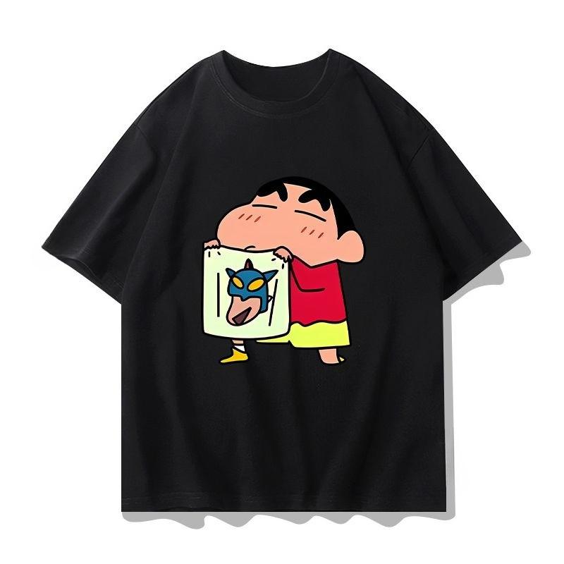 2025 New Shin Chan Crayon Printed Summer T-shirt Cotton Japanese Cartoon Women T-shirt Short Sleeve Round Neck Loose T-shirt Top