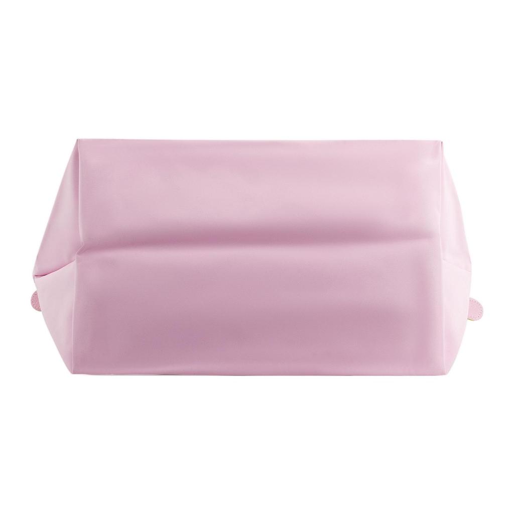 Longchamp Le Pliage Green Solid Color Embroidered Logo Snap Flap Zipper Closure Tote Bag Women Tote Bags Pink 1899919P75