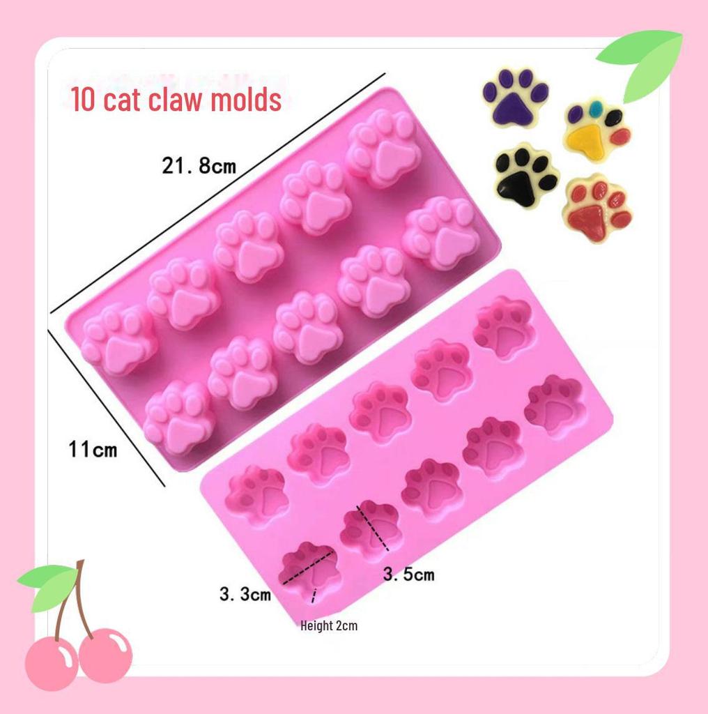 Cartoon Cat Paw Silicone Cake Mold - Food Grade, Creative Mooncake & Jelly Tray