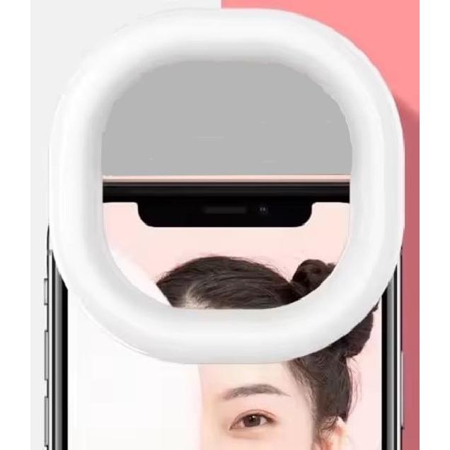 LED Selfie Ring Light, Rechargeable Mini Clip-on Phone, Tablet, Laptop, Camera Lighting with 3 Brightness Levels (White)