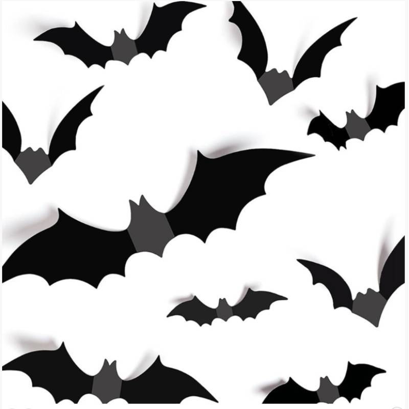 Halloween Bat 3d Wall Decals Pack With Plastic Material For Spooky Decor