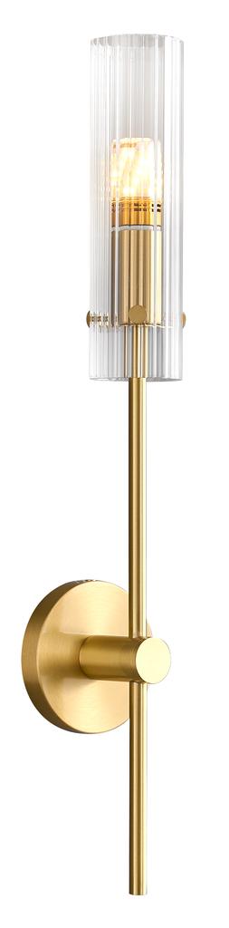 Antora - 55 Cm Cylindrical Wall Lamp, Transparent Glass, Elegant Gold