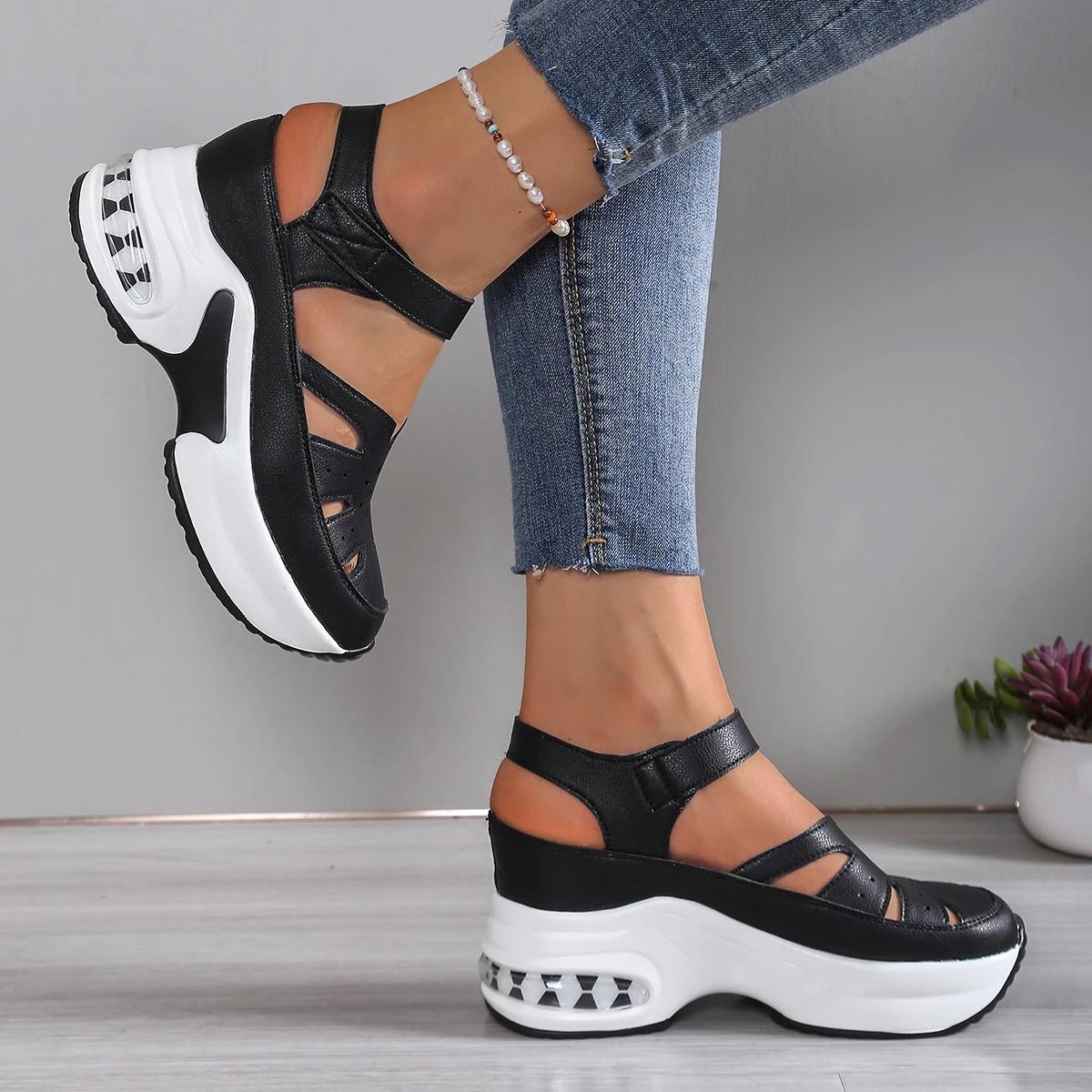 

Fashion Women s Fashion Super High Heels Platform Sandals 2025 Summer Solid Wedge Shoes for Women New Closed Toe Casual Sandals Female 35