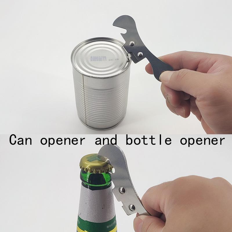 1pc Stainless Steel Multi-Function Can Opener with Ergonomic Grip - Durable Kitchen Tool for Effortless Can and Bottle Opening,