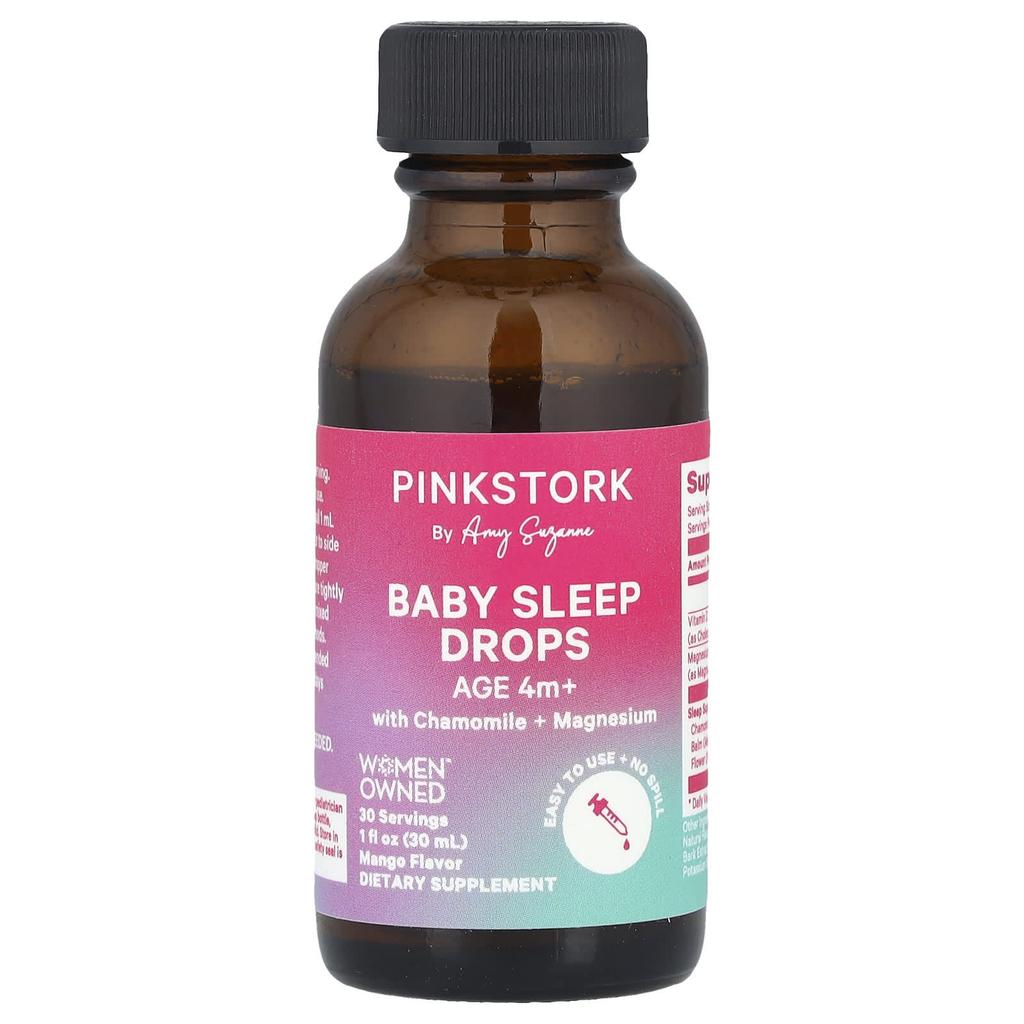 Pink Stork, Baby Sleep Drops, 4+ Months, Mango, 30ml (1fl Oz)