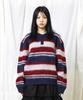 GLACK Gnt080 Good Will Retro Stripe Hairy Knit (Navy)