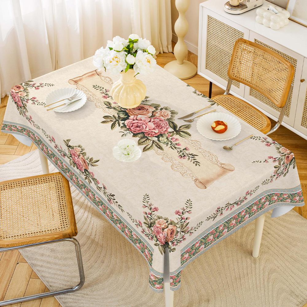 1PC Tablecloth Russian Central Asian Ethnic Style Rectangular Waterproof and Oil-proof Leave-in Household PVC Dining Table Cloth