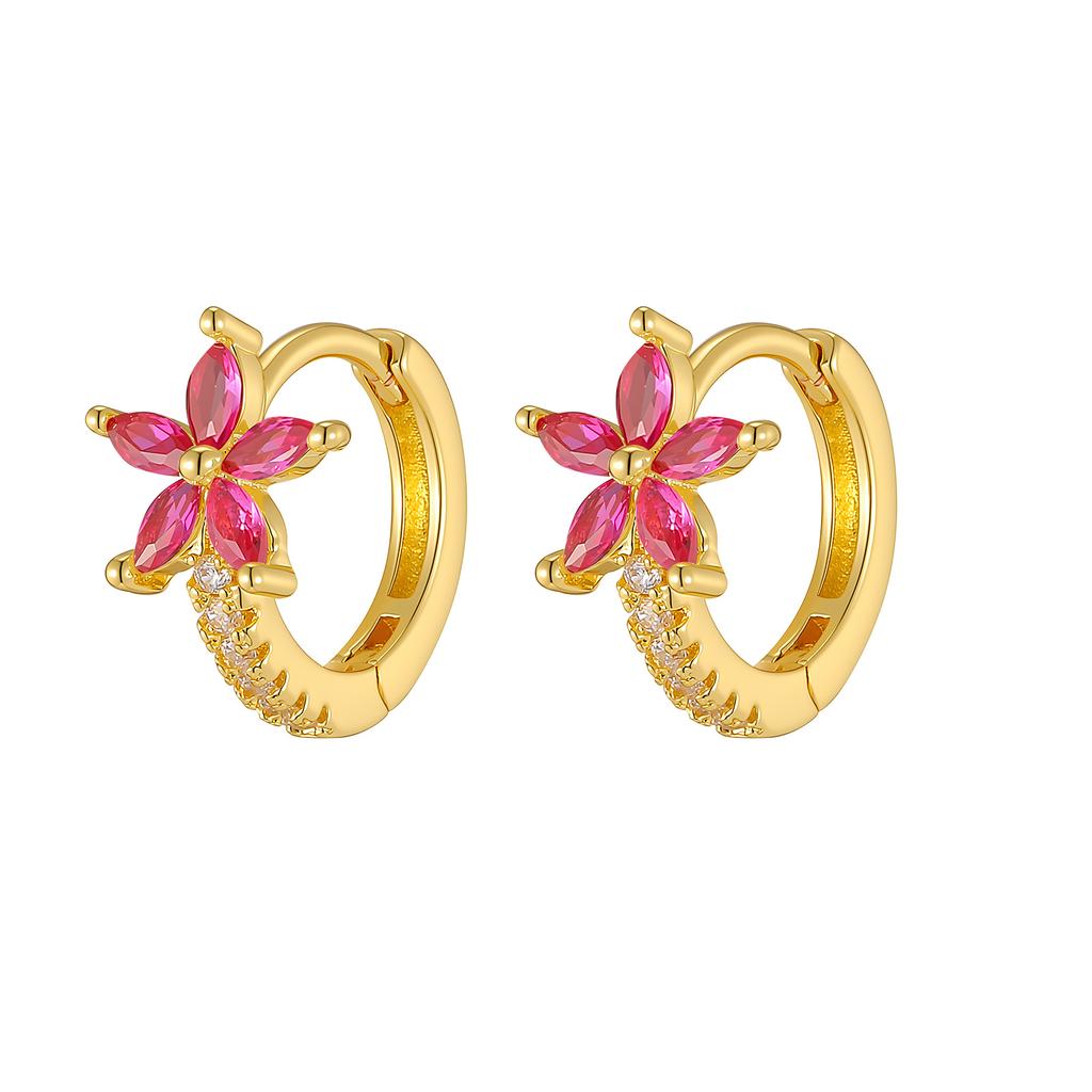 Vnox Sweet Exquisite Crystal Zirconia Flower Earrings For Women, Gold Color Elegant Zirconia Earrings, Wedding Jewelry Gift