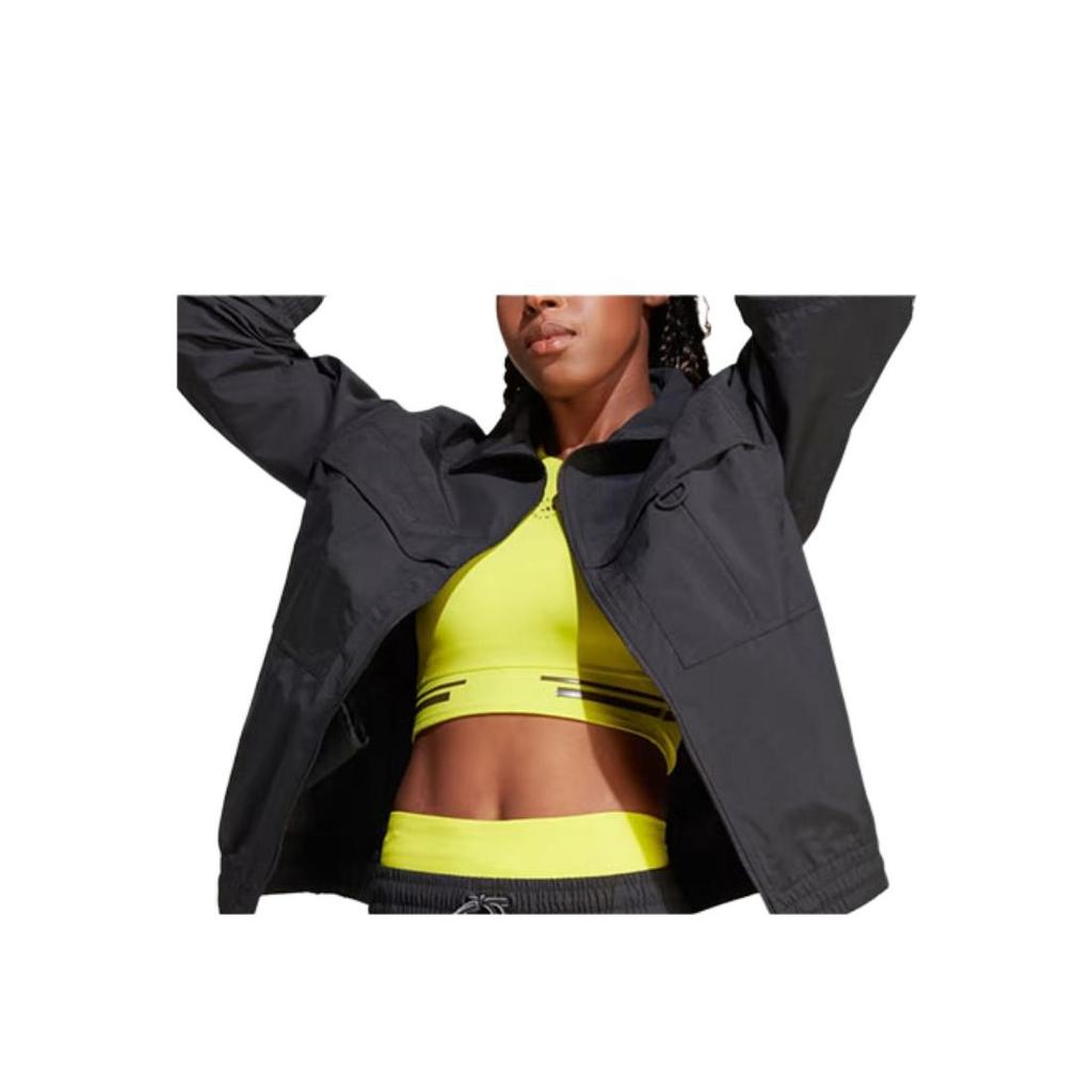 adidas Letter Logo Outdoor Casual Printed Zip-Up Stand Collar Long Sleeve Jacket Women Jacket Black IJ0563