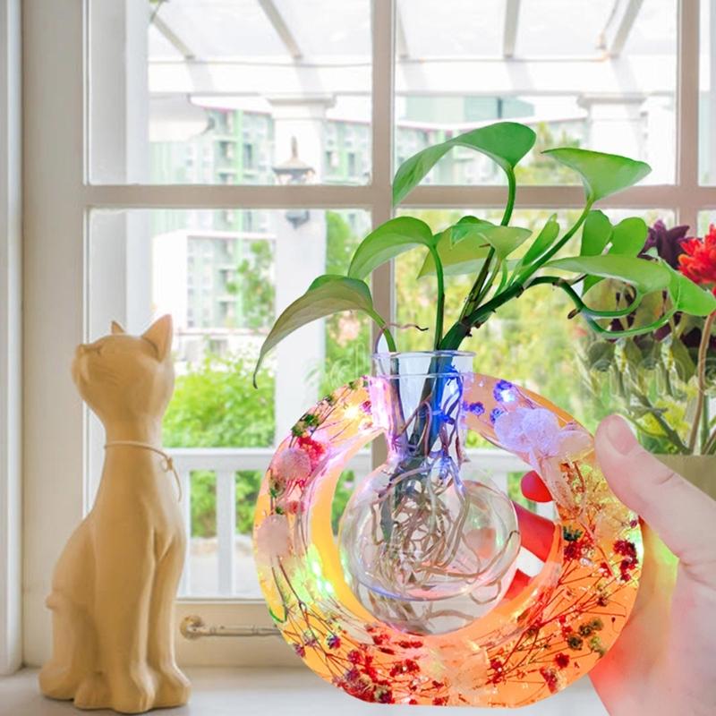 Flowers Bud Vase Silicone Resin Mold for Plant Propagation Station Epoxy Resin Casting Mold for Hydroponic Plant Home