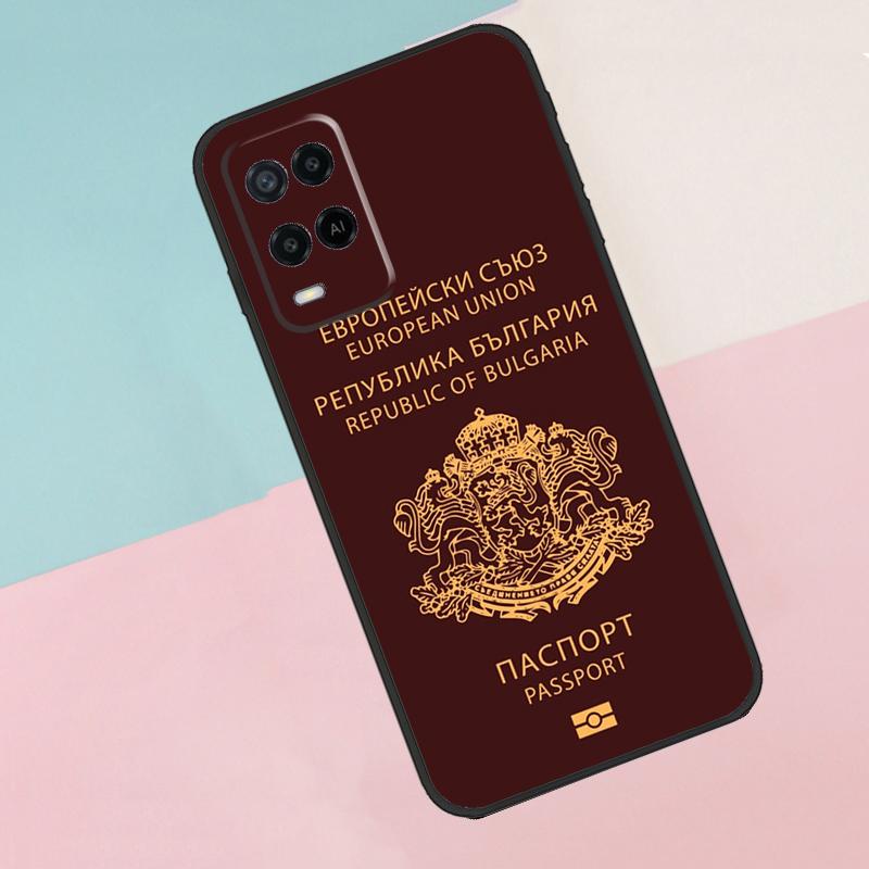 Bulgaria Flag Passport Map For Oppo A17 A77 A60 A74 A94 A54 A18 A38 A58 A78 A98 A40 A80 A16 A76 A96 A15 A57S Phone Case