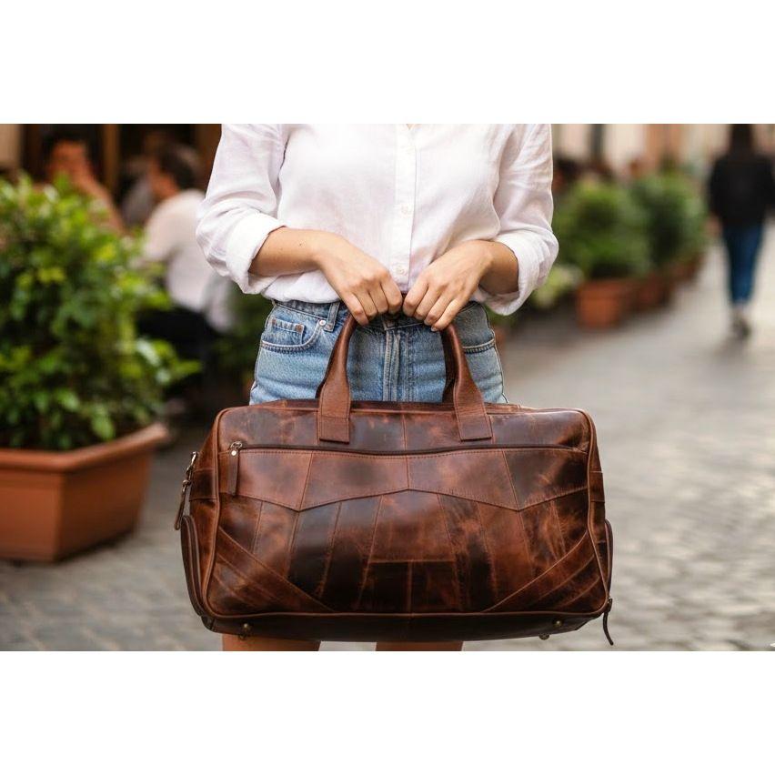 Herren-Reisetasche aus vollnarbigem Büffelleder, große Weekender-Tasche, hellbraune Reisetasche, echte Ledertasche, Übernachtungstasche, personalisierte Reisetasche