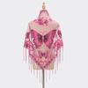 New tassel triangle scarf, solid color hollow lace butterfly embroidered triangle shawl scarf for women