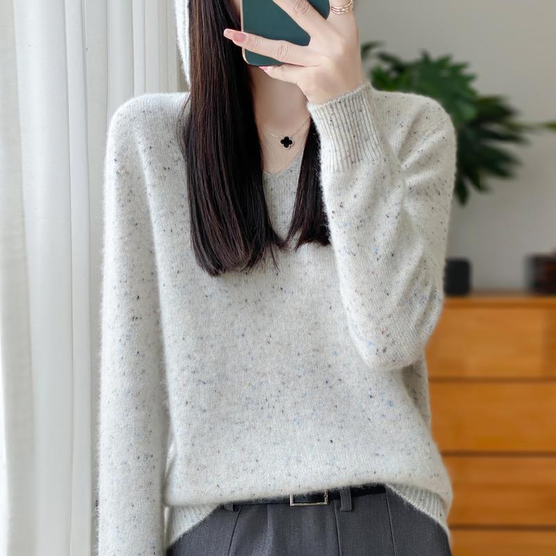 Damer Strikket Hettegenser 100% Ull Genser MODERN NEW SAGA Vinter Strikket Pullover Genser Myke Varme Ullgensere Jumper Strikket Topp