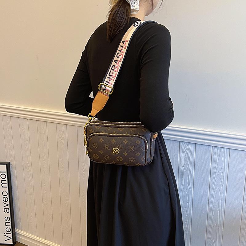 Geantă retro imprimată pentru femei, nouă, casual, la modă, geantă de umăr, de înaltă calitate, versatilă, simplă, geantă messenger cu bandă lată