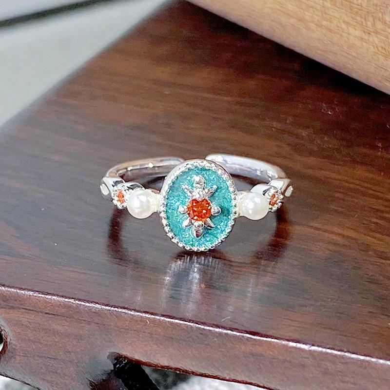 [Colorful World] Dopamine Enamel Oil Drip Zircon Ring Butterfly Flower Personality Advanced Sense Ring Female Adjustable opening