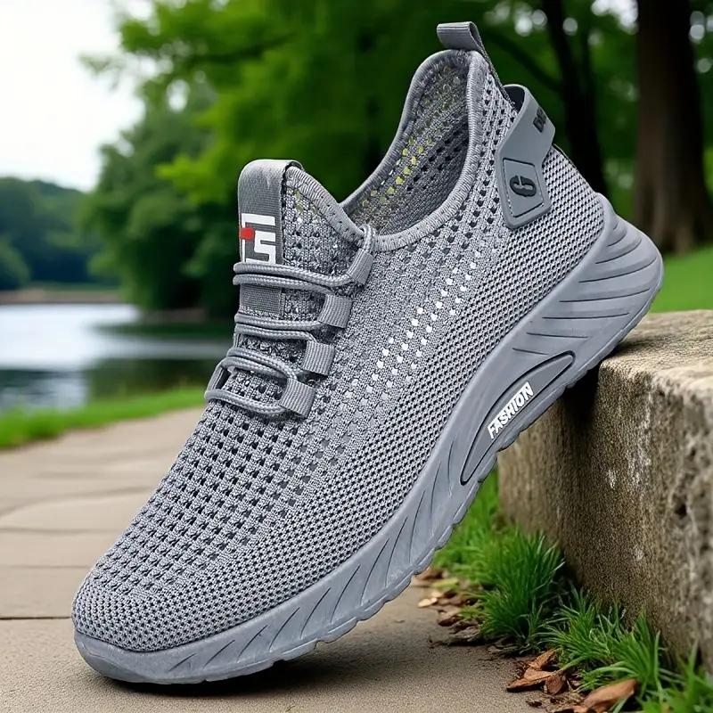 

Чоловічі дихаючі сітчасті кросівки для бігу - Легкі низькі кеди з амортизуючою гумовою підошвою, Повсякденне спортивне взуття для активного відпочинку 42 сірий