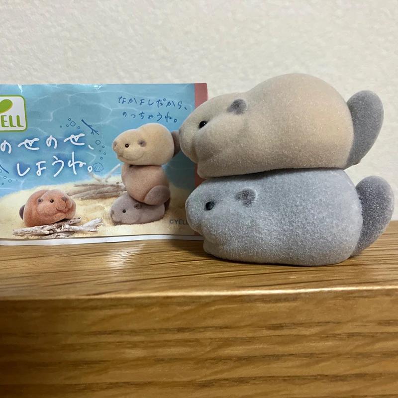 Shell Flocked Beaver Gacha Capsule Toys Cute Nutria Figurine Kawaii Mouse Animal Figure Table Ornaments Birthday Gifts