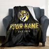 Name Custom Richmond Tigers Print Flannel Blanket High Quality Warm Comfortable Cover for All Seasons Perfect for Gifts Home Decor