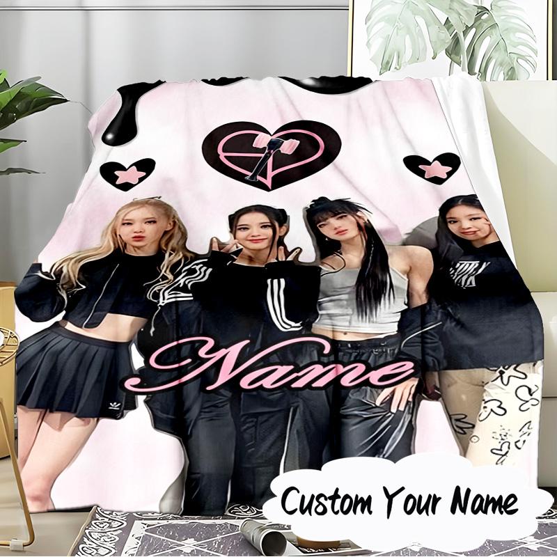 Custom Name K-pop Stars Shine Bright Blanket Ideal Bedding Blanket Perfect for Travel, Camping, Living Rooms, Offices, Sofas, Fan Christmas gift