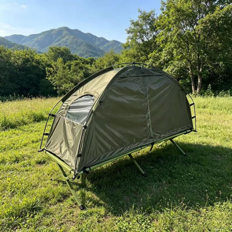 Tragbares Ein-Personen-Campingzelt mit integrierter Liege, schneller Aufbau, wasserdicht, Netz-Innenzelt, Wandern, Outdoor, Reisen