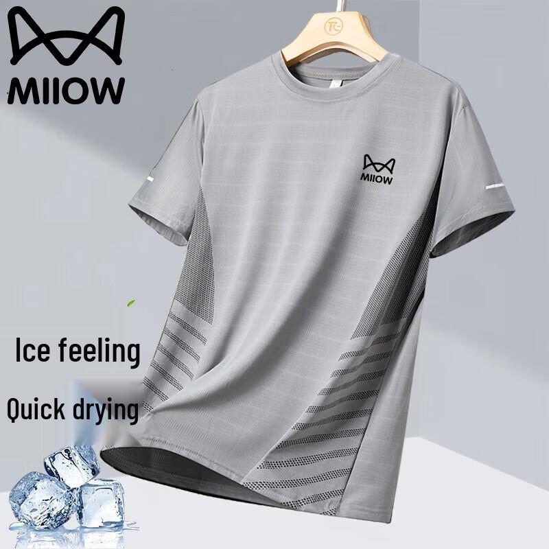 

MiiOW Men s Ice Silk Round Neck T-Shirt 3XL