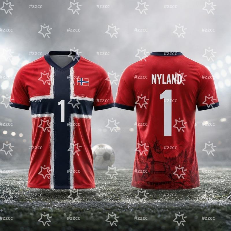 2026 Norwegian National Team Football Jersey Match & Training Kit Summer Sports T-Shirt Children's Clothing Tee