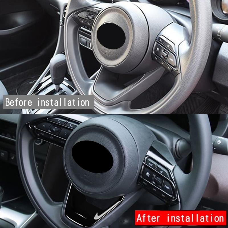 For Toyota Yaris /yaris Cross    CarbonFiber Car Steering Wheel Panel Cover Trim Decorate Frame Sticker Accessories