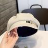 Hat spring and summer thin breathable metal buckle retro octagonal hat versatile face little beret
