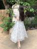 First Love Floral Chiffon Square Neck Elegant Summer Dress for Women, Plus Size, Waist-Cinched, Slimming, and Fairy Long.