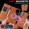 2-in-1 Leder-Klapphülle für Samsung Galaxy S26 Ultra 25 Plus S24 S23 S26U Kabelloses Laden Magnetische Bargeld- und Kartenfächer Handyhülle