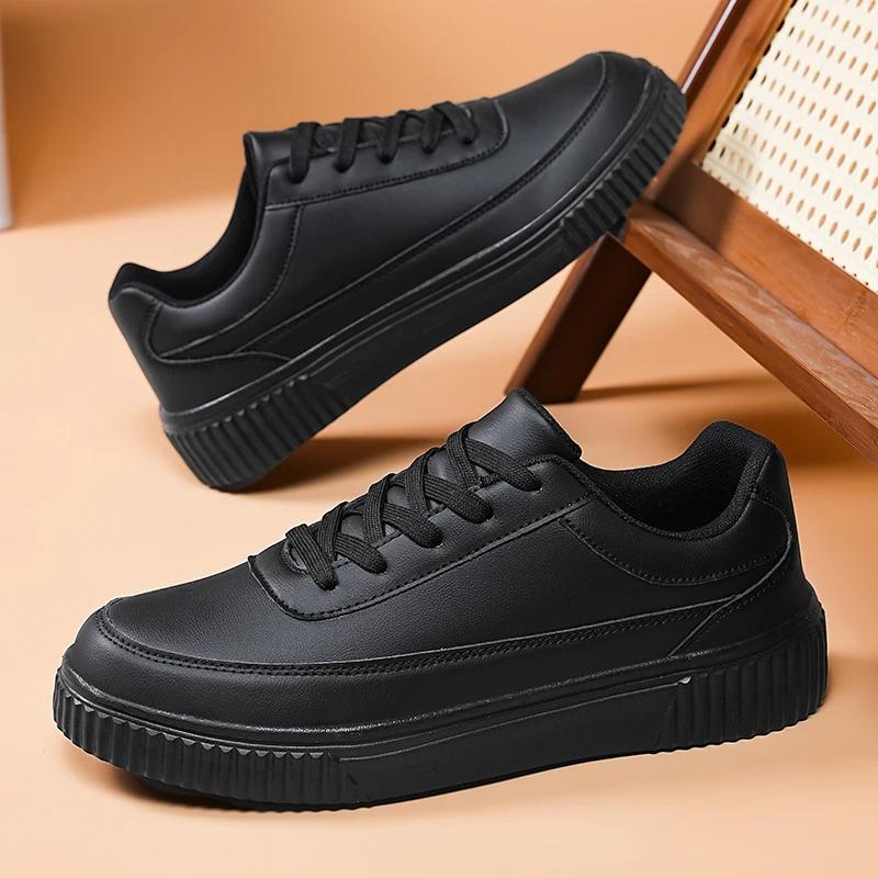 Fashion Uniform Flat Casual Shoes for Men and Women 2024 New PU Leather Men's Comfortable Sports Lace-up White Shoes Vulcanized Shoes