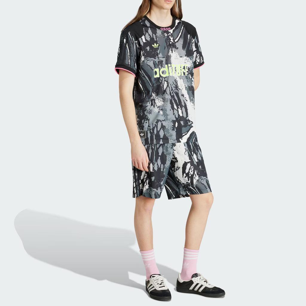 Adidas Originals Archive SS25 AOP Comfortable Striped Fashion Sports Shorts Men Shorts Gray Black White KD4801